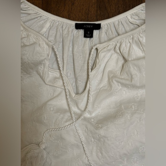 J. Crew Cream 3/4 Sleeve Tie Front Blouse - Picture 2 of 9